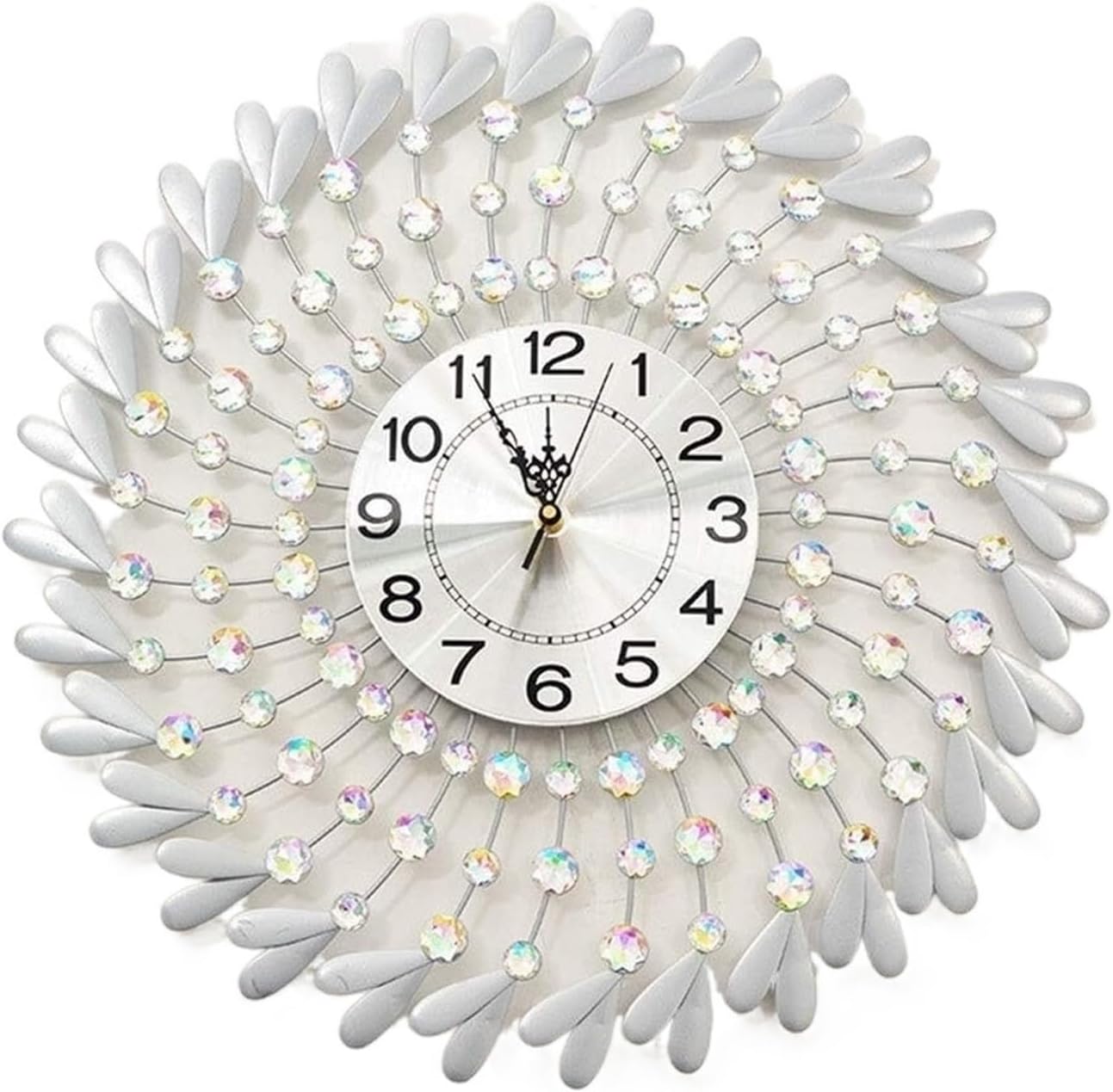 Wall Clock Simple European Modern Living Room Wall Clock Bedroom Creative Aesthetic Iron Hanging Clocks 60CM * 60CM (Color : Gold) (Color : Silver)