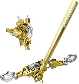 Come Along Winch Puller 3T 10FT, Cable Hoist Winch Puller with 2 Hooks, Come Along Tool Heavy Duty, Ratchet Puller for Lifting Pulling Construction Building