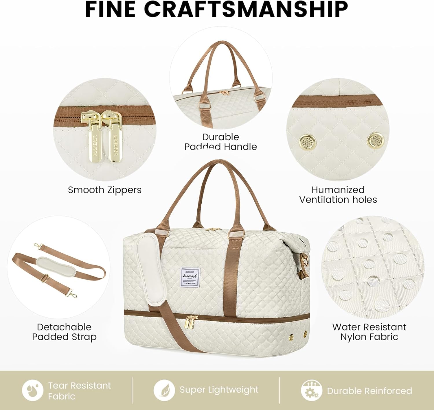 LOVEVOOK Travel Duffle Bag,Weekender Bags for Women with Shoe Compartment,Carry on Overnight Bag with Toiletry Bag,Gym Duffel Bag with Wet Pocket, Hospital Bags for Labor and Delivery - Image 5