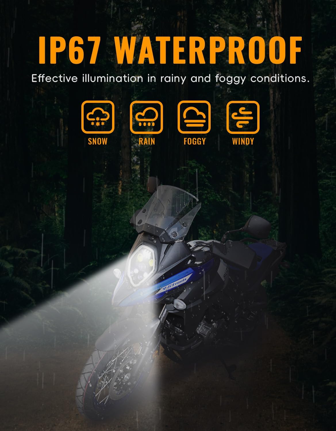 LED Headlight w/Fog Light for Suzuki V-strom DL650, LED Headlamp Front Lights with High Beam Low Beam DRL Amber Fog Lights for Suzuki V-strom 650 1000 DL650 DL1000 2014-2020 Accessories