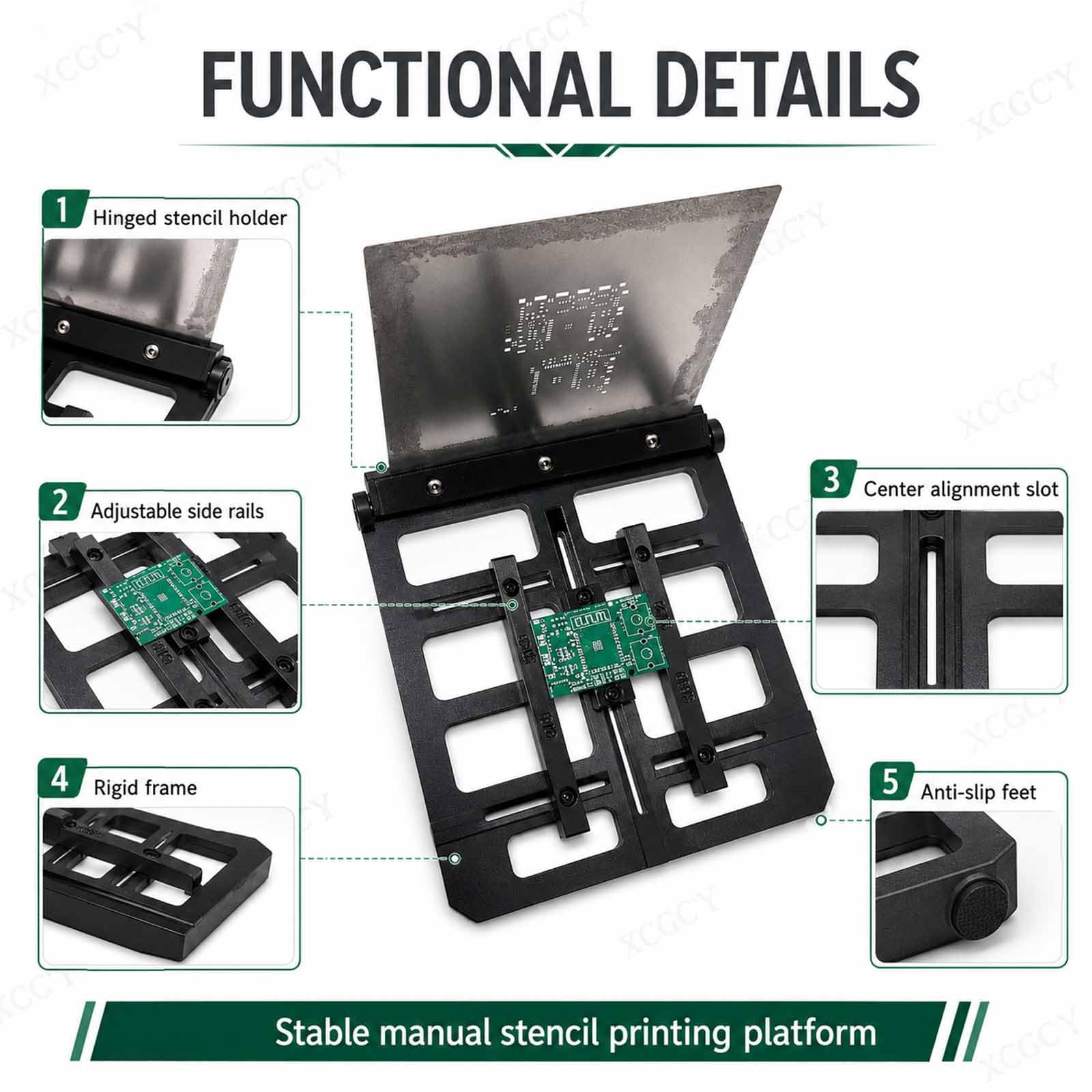Drukarka szablonów z siatki stalowej, stół do drukowania pasty lutowniczej, ręczna drukarka PCB do płyt do 150 × 150 mm, regulacja 0,8-1,6 mm, dla 100x100mm