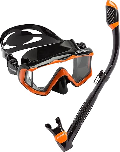 Cressi Panoramic Wide View Mask & Dry Snorkel Kit for Snorkeling, Scuba Diving - Pano 3 & Supernova Dry: Designed in Italy