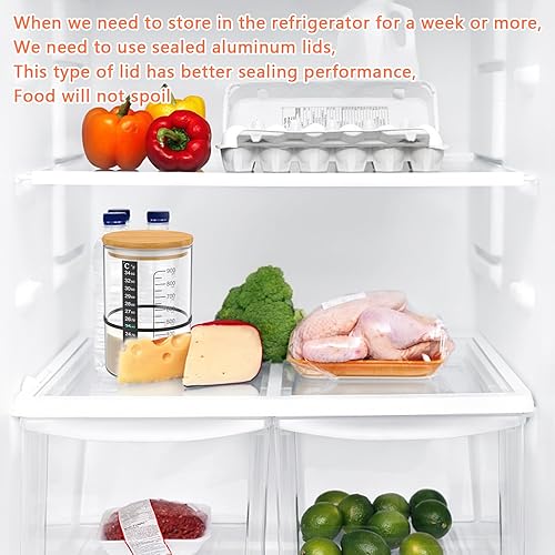 Miniatura 5 de Tarro básico de masa madre con tapa de madera de 30.4 fl oz, recipiente de inicio de masa madre, tarro de fermentación de masa madre transparente de