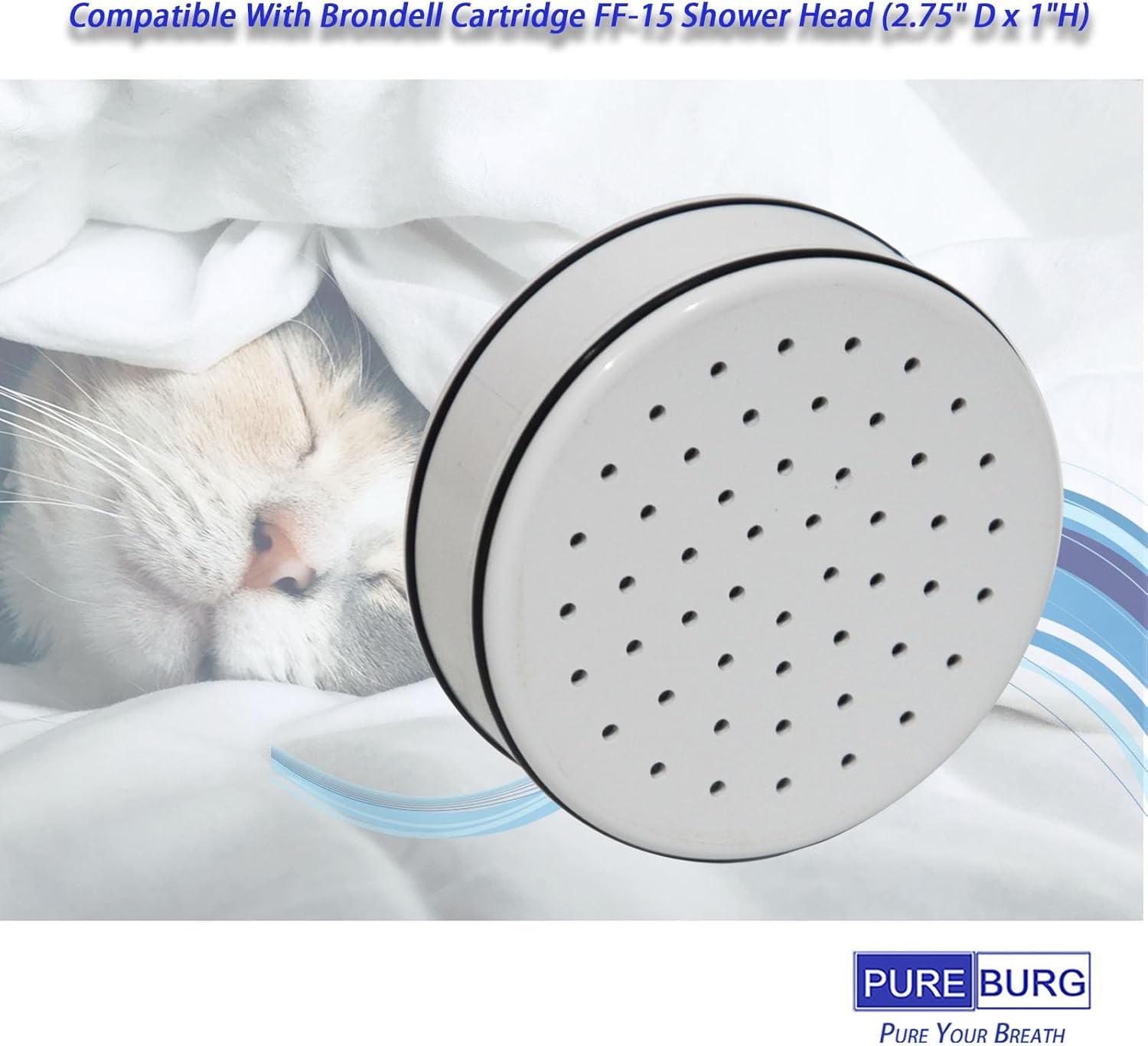 PUREBURG Replacement Filter Compatible With Brondell Cartridge FF-15 Shower Head,4-Pack (2.75" D x 1"H)