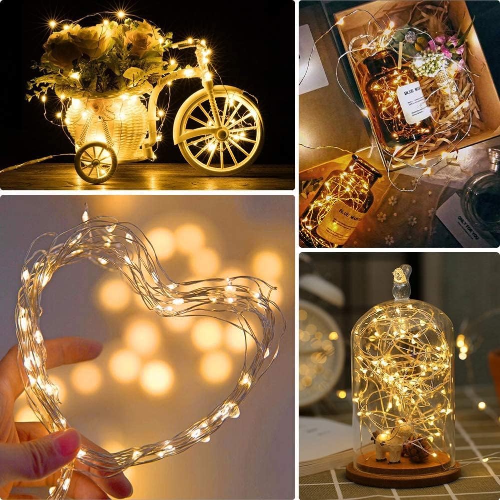 WEARXI Guirnalda Luces Interior - 10 Piezas de 2M 20 Mini LED Cadena de Luces Decorativas, para Navidad, Habitacion, Fiesta, Jardín, Bodas, Compleaños (Blanco Cálido)