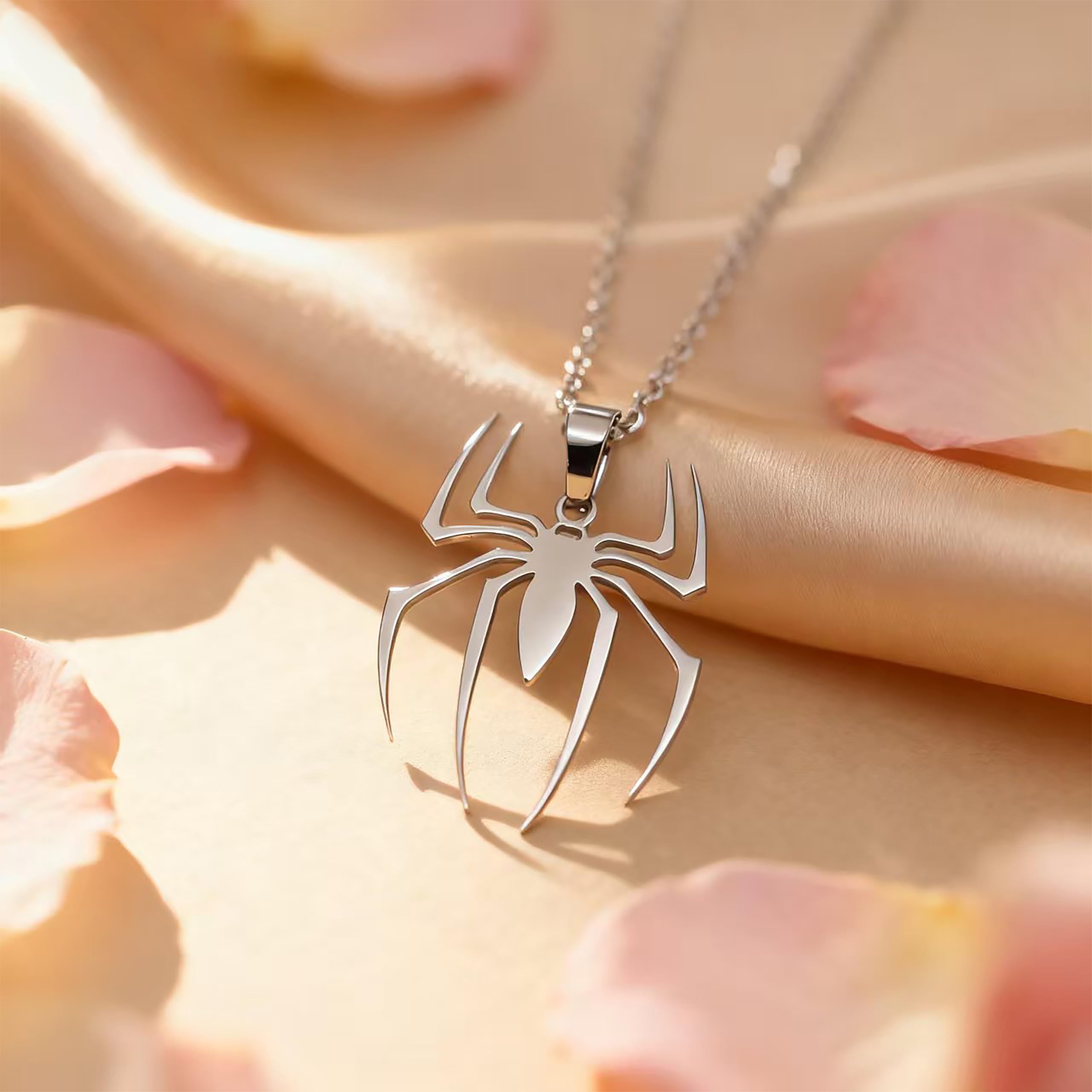 Dainty Silver Necklace for Women - Ankh Jesus Horse Celtic Cross Necklace for Women, Dainty Charm Spider Christian Gifts for Friends Sister Mom, Birthday, Christmas, Mother's Day, Graduation Gifts: Spider