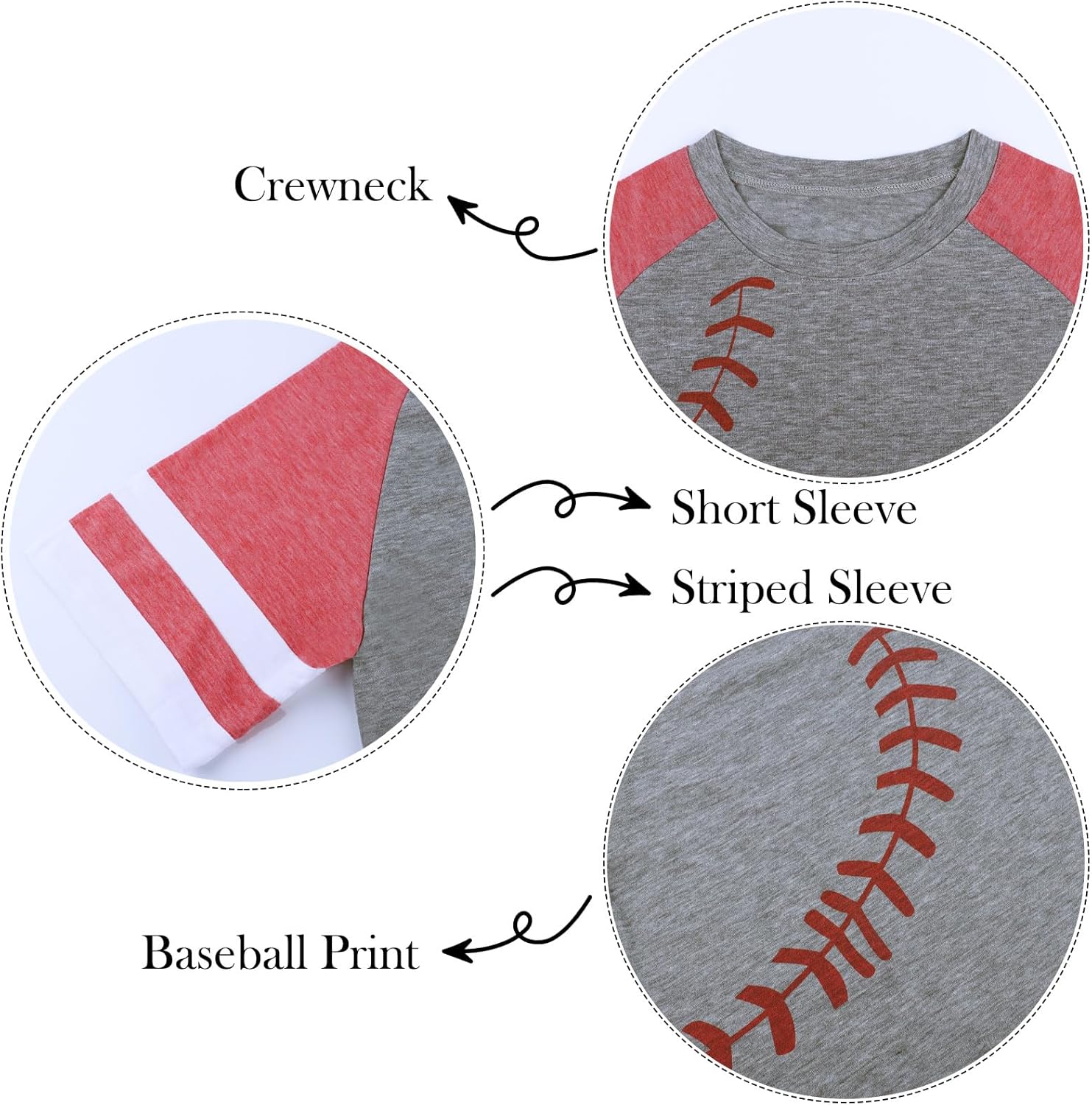 ETATNG Baseball Mom Shirt for Womens Raglan Shirt Short Sleeve Crewneck Patchwork Workout Baseball Tees - Image 5