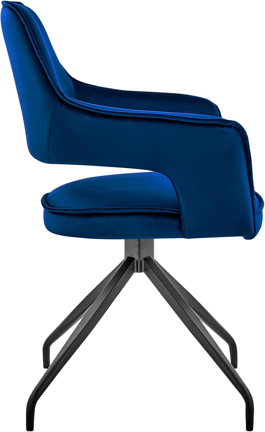 Armen Living Hadley Dining Room Accent Chair in Blue Velvet with Black Finish, 19 : Everything Else