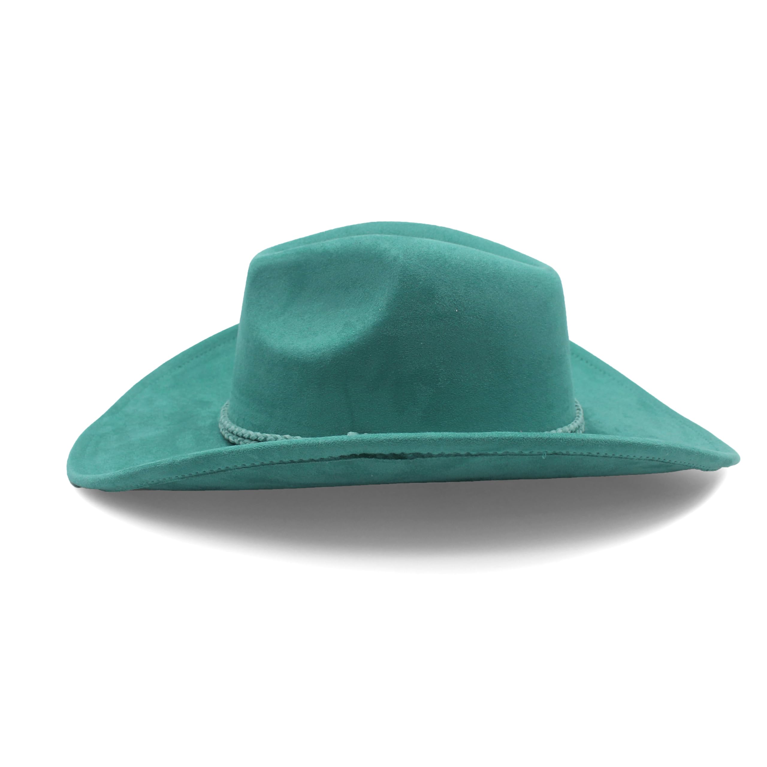 Cappello da cowboy occidentale per donne e uomini cappello da cowboy a tesa larga per le donne con fibbia intrecciata cintura in pelle scamosciata classici cappelli Fedora
