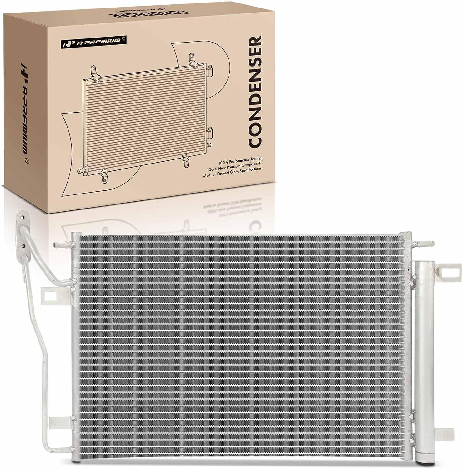 A-Premium Air Conditioning A/C Condenser Compatible with Ford Fusion 2006-2012 & Mercury Milan 2006-2009 & Lincoln MKZ 2007-2012, Zephyr 2006, 2.3L 3.0L 3.5L