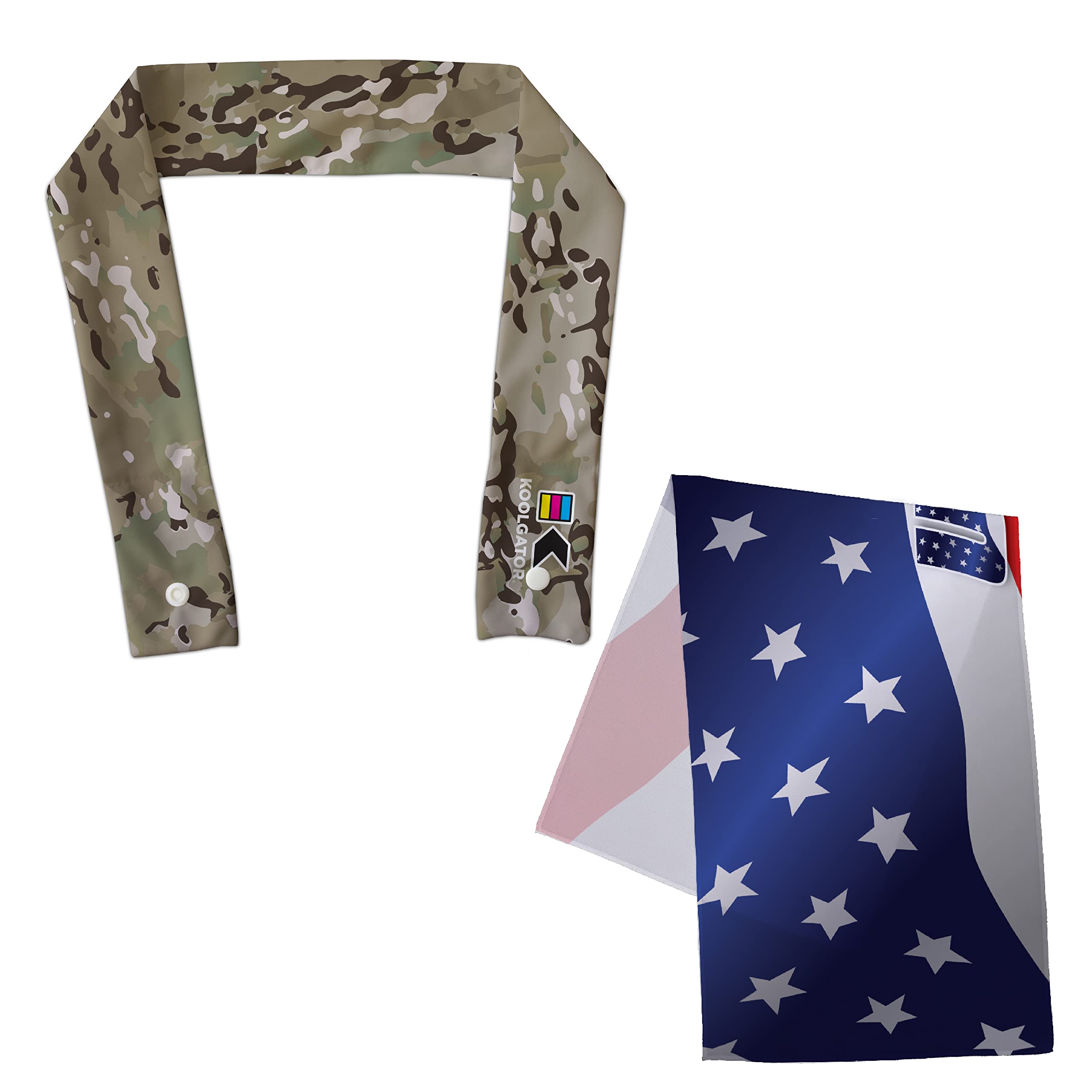 KOOLGATOR Cooling Neck Wrap Cold Gel Ice Wrap for Neck, Face & Shoulders Cooling Towel - Scorpion/OCP Camo & USA