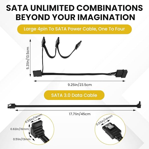 Cable SATA ángulo recto y divisor de potencia, 5 piezas miniatura 2