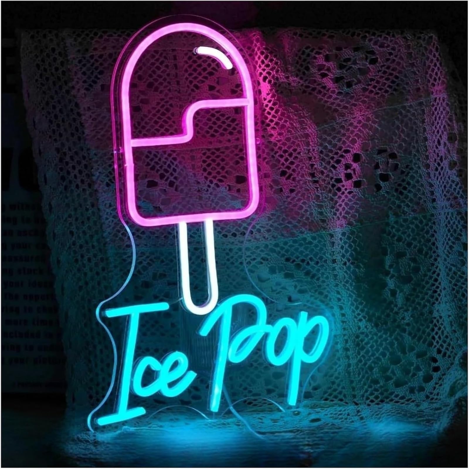 Luci al neon Insegna al neon Ice Pop Insegne ideali per la decorazione delle pareti dei negozi, 29 cm x 42,5