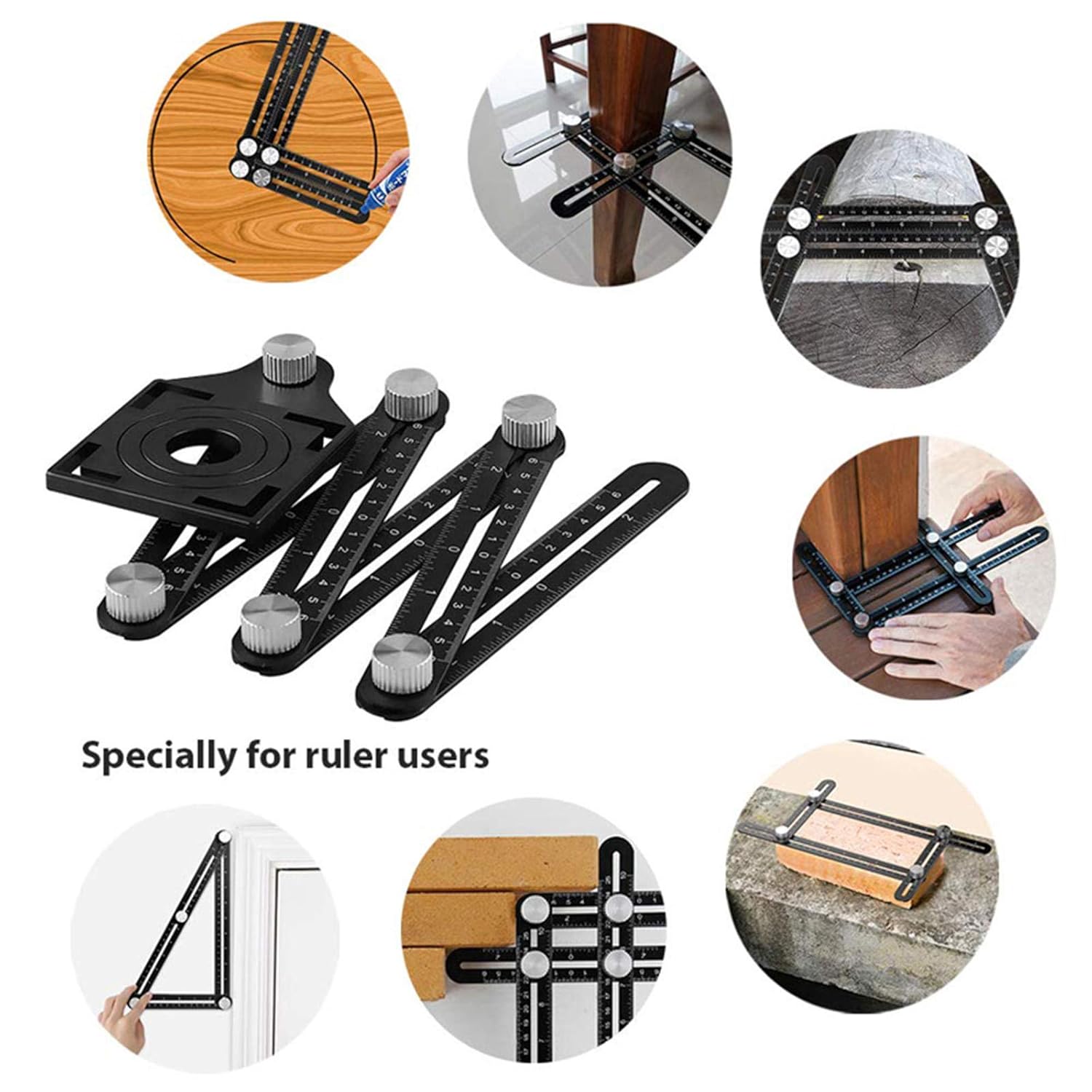 Multi Angle Tool,Multi Angle Measuring Ruler,6-Sided Angle Measurement Tool,Multi Angle Aluminum Alloy Measuring Ruler,Multifunctional Measuring Ruler,Layout Tool for Handymen, Builders, Craftsmen. - - 
