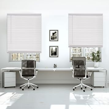 DEZ FURNISHINGS Cordless 1" Mini Blind with Flexible Slats, 39" W x 60" H, Pearl White