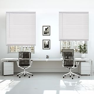 DEZ FURNISHINGS Cordless 1" Mini Blind, 46" W x 48" H, Pearl White