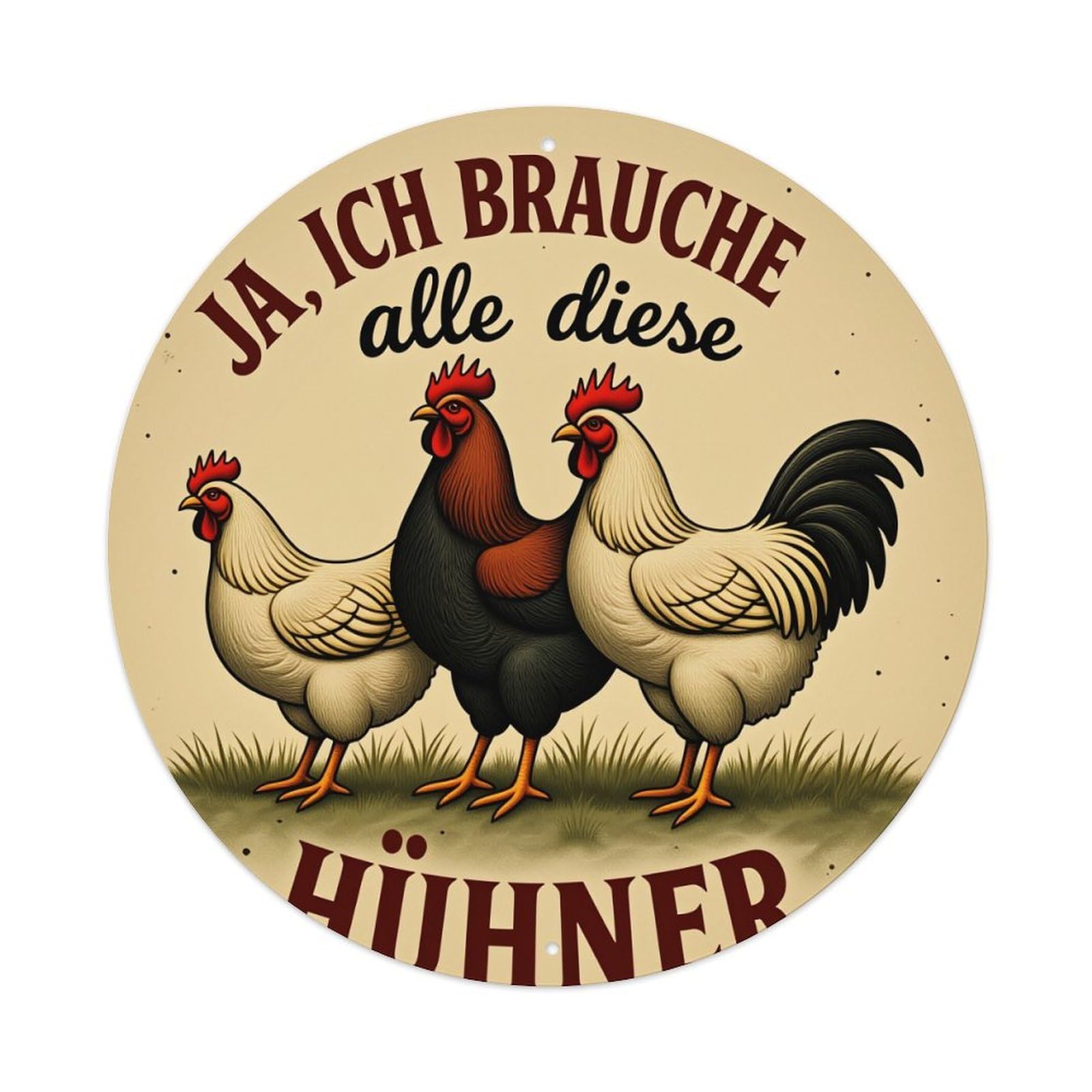Chicken Rooster Hen Farmyard Scene Metal Tin Sign Vintage Garden Bedroom Cafe Bar Man Cave Home Wall Decor Metal Poster 8x8 inches