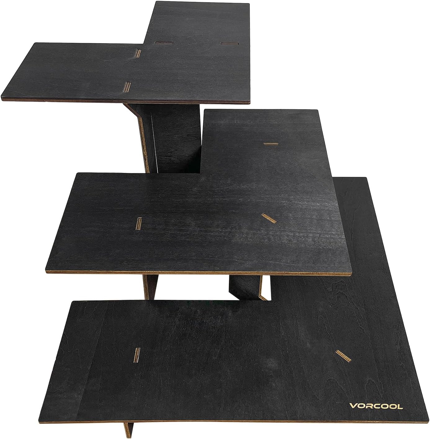 VORCOOL 1 Set 3 Tier Retail Display Corner Stand: Table Food Risers For Tradeshows Product - Wood Shelves Portable Detachable Rack - Vendors Event Counter Top