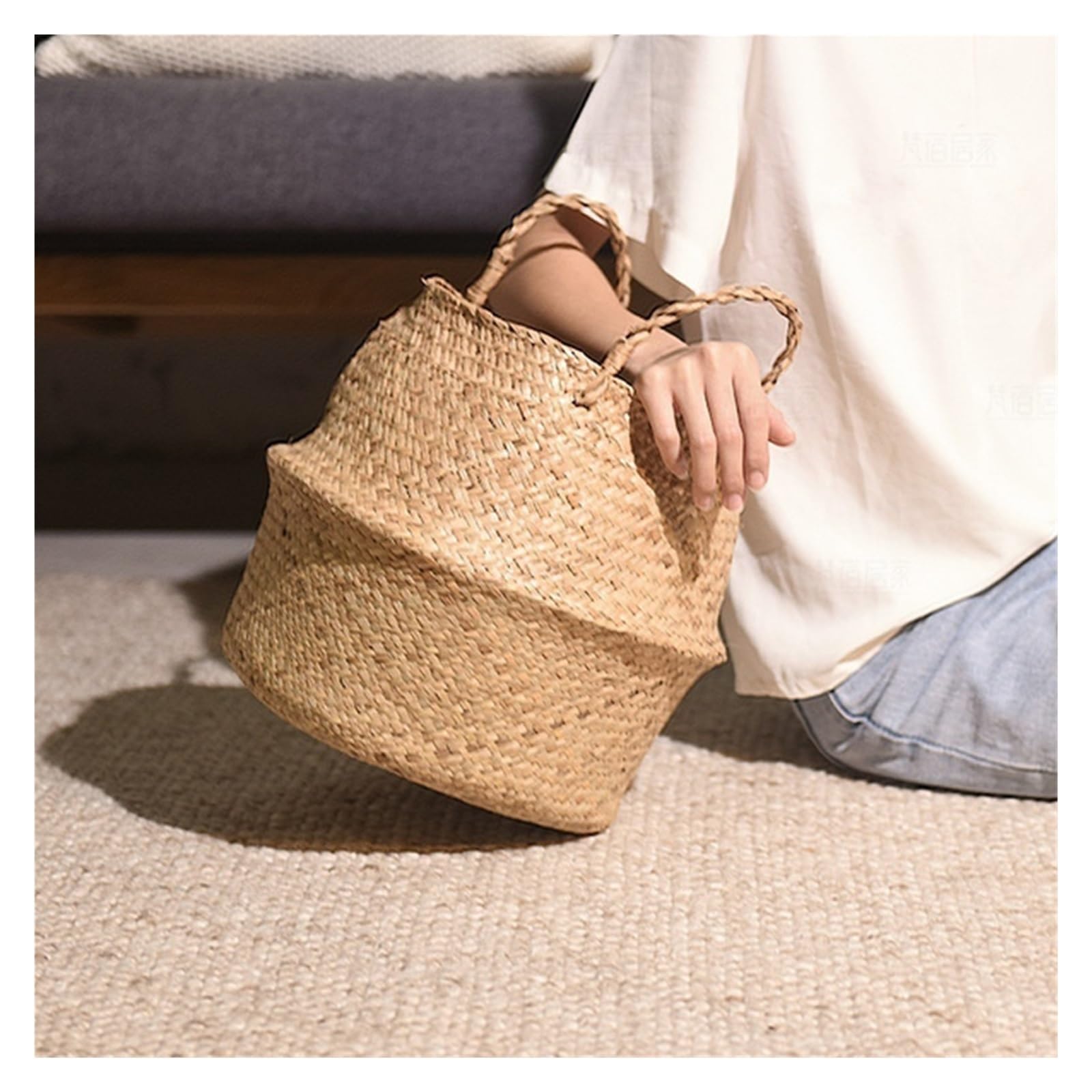 Panier De Rangement De Linge Tissé En Osier, Panie... - Grandado