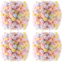 Hand-Woven Ball Yarn, 4 Pack, 380g Total, for Blankets, Cushions, and Pet Nests, Fluffy Chunky Craft Yarn Macaron