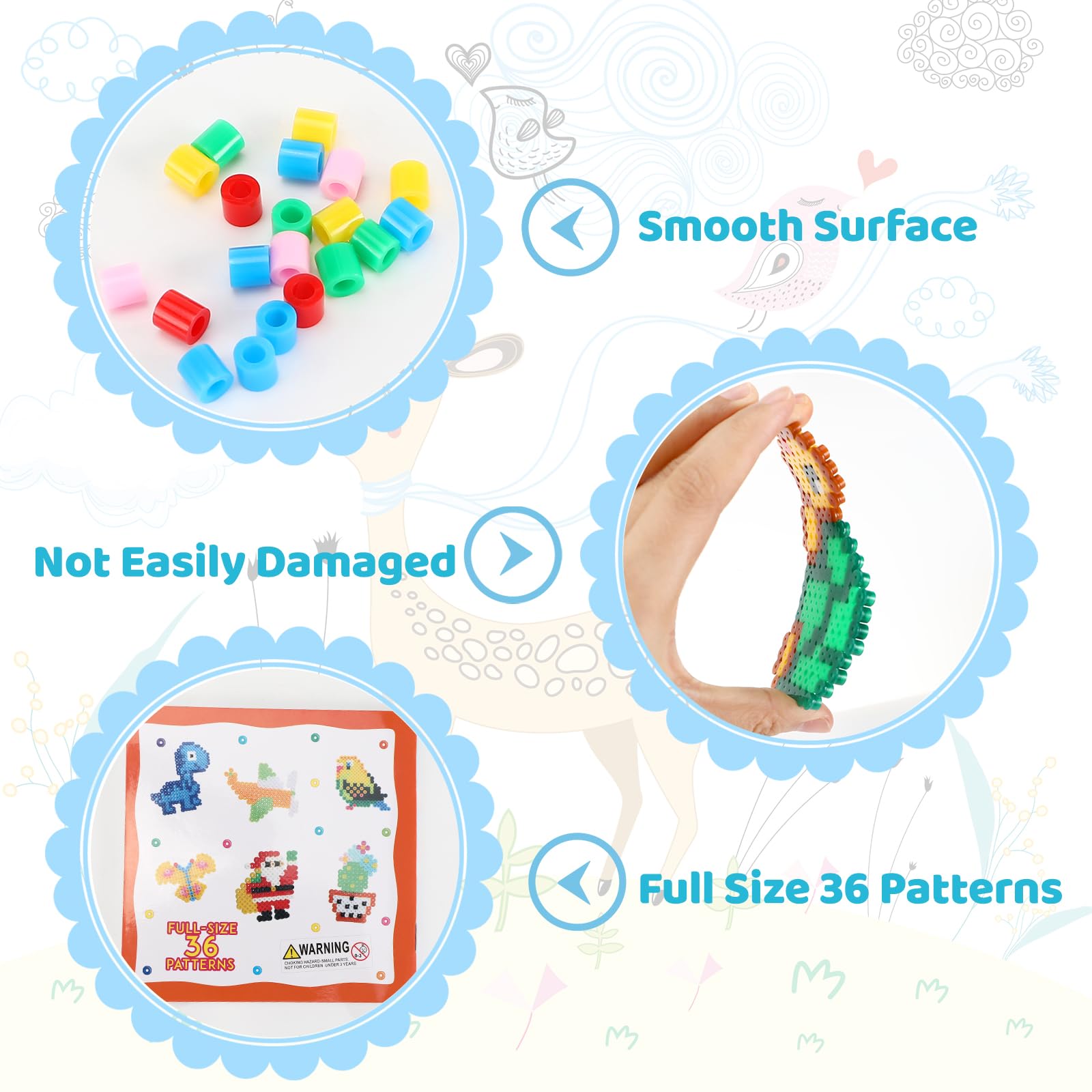 10000 Cuentas para Planchar, Abalorios Fusibles de 5 mm con Caja de Almacenamiento, Guía de Usuario y Placa de Planchado para Ideas de Bricolaje Regalos de Cumpleaños para Niños(20 Colores)