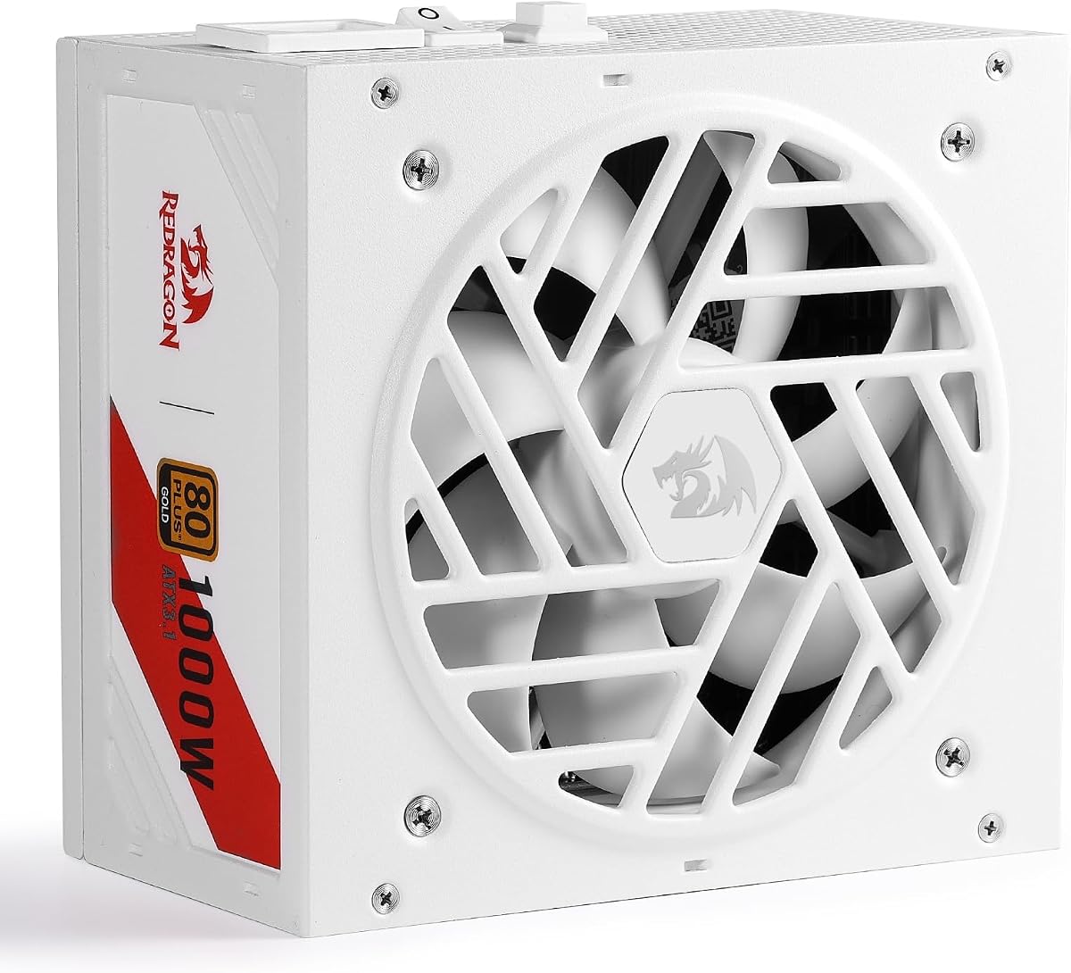 Redragon RGMS-1000W PRO 80+ Gold Fuente de alimentación de 1000 vatios con ATX 3.1 y PCIe 5.1 mejorados Totalmente modular, Tamaño compacto de 150 mm, Ventilador inteligente ECO de bajo ruido, Capacitores 100% japoneses, Cables Full Mod