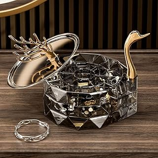 منظم مجوهرات اكريليك 3 طبقات تخزين مع 29 صندوق صغير عرض شفاف للنساء للخواتم والحلقان والأساور والعقود من بيروزا أسود