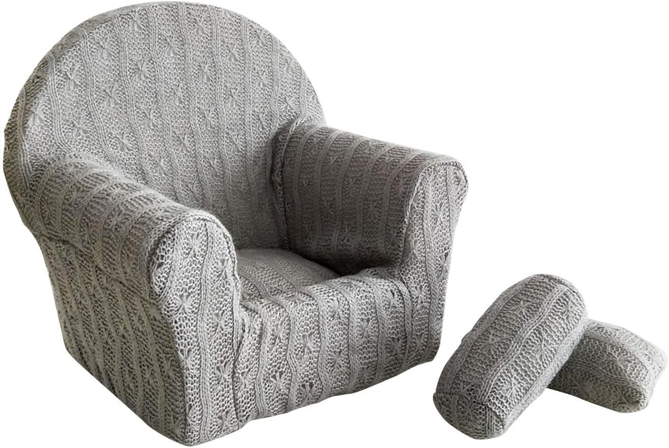 Newborn Photography Props Sofa Set Photography Cushion Infant Posing Pillow Woven Cloth Suitable for Studio Shower Birthday Party, Gray, 29cm