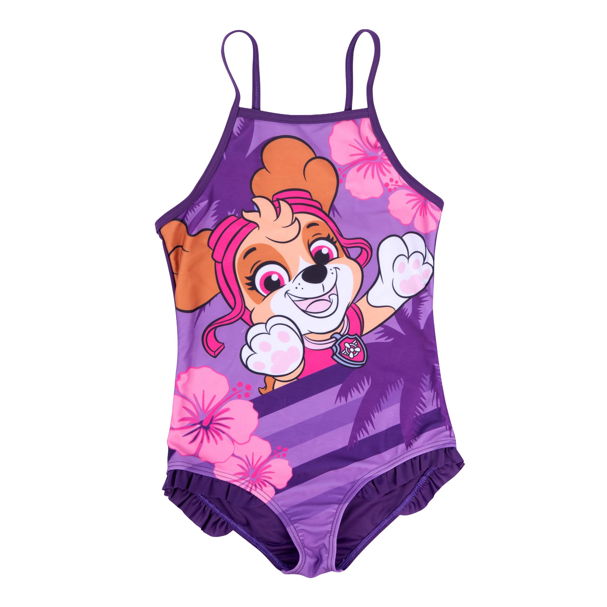 Paw Patrol Swimming Costume with Frills for Girls - Skye Children's Swimming Costume Purple (DE/NL/SE/PL, Numeric, 98, 104, Regular, Purple)