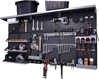 Weekend Warrior XL Metal Pegboard Wall Organization System (Black/Silver)