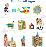Vista 4 de Azulejos Magnéticos, 63 Piezas de Bloques Magnéticos para Niños, Juego de Construcción con Imanes, Set de Construcción Educativo, Juguetes STEM