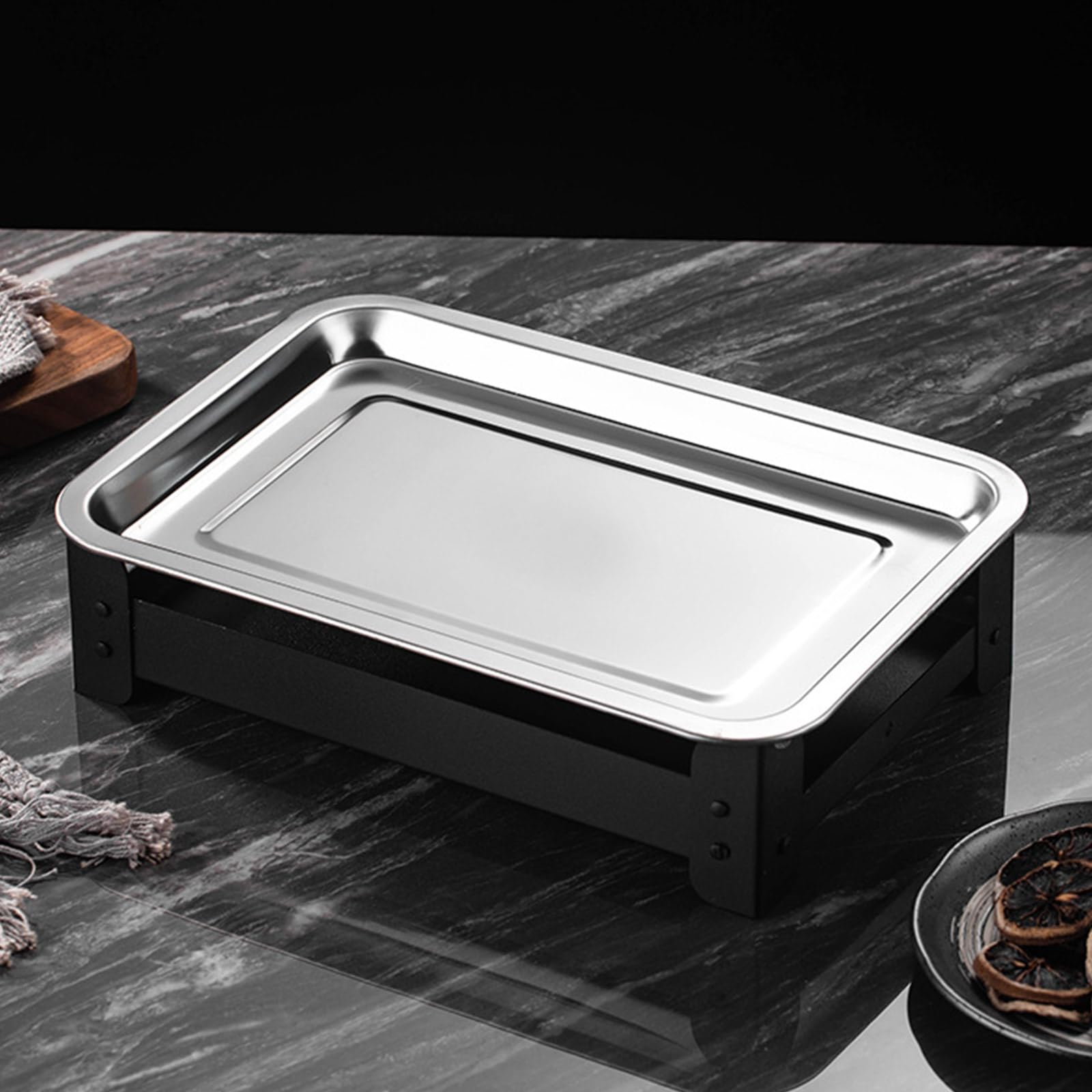 Griglia antiruggine Party Essential piastra riscaldante per alimenti in acciaio inox, spaziosa parte anteriore per più porzioni di carne, barbecue in famiglia, per feste