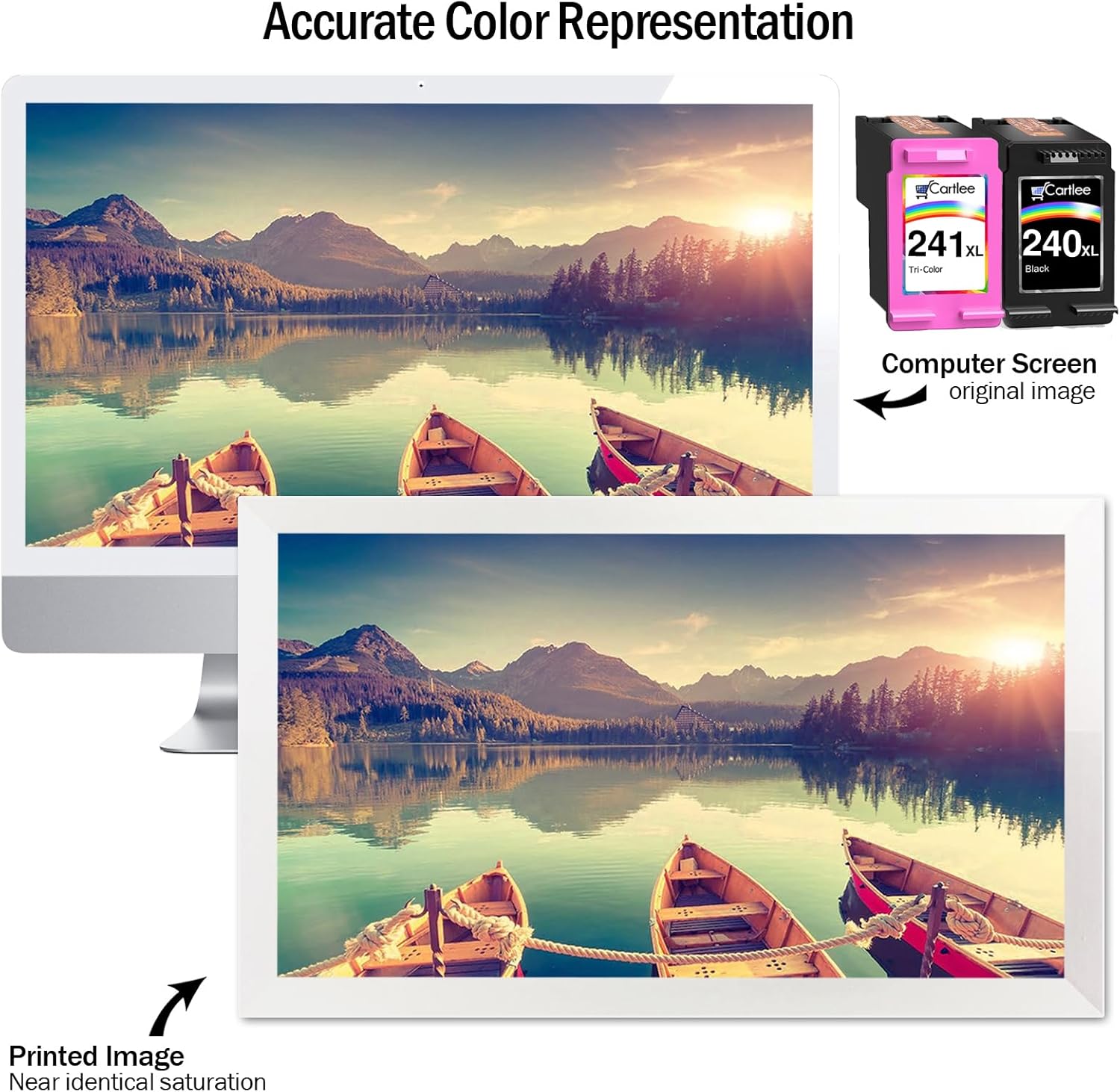 Cartlee Remanufactured Ink Cartridge Replacement for Canon PG-240XL 240 XL CL-241XL 241 XL PIXMA MX472 MX452 MG3220 MG3520 MX432 MX439 MX512 MG3620 MG2120 MX459 MG3600 MX479 (1 Black, 1 Color)
