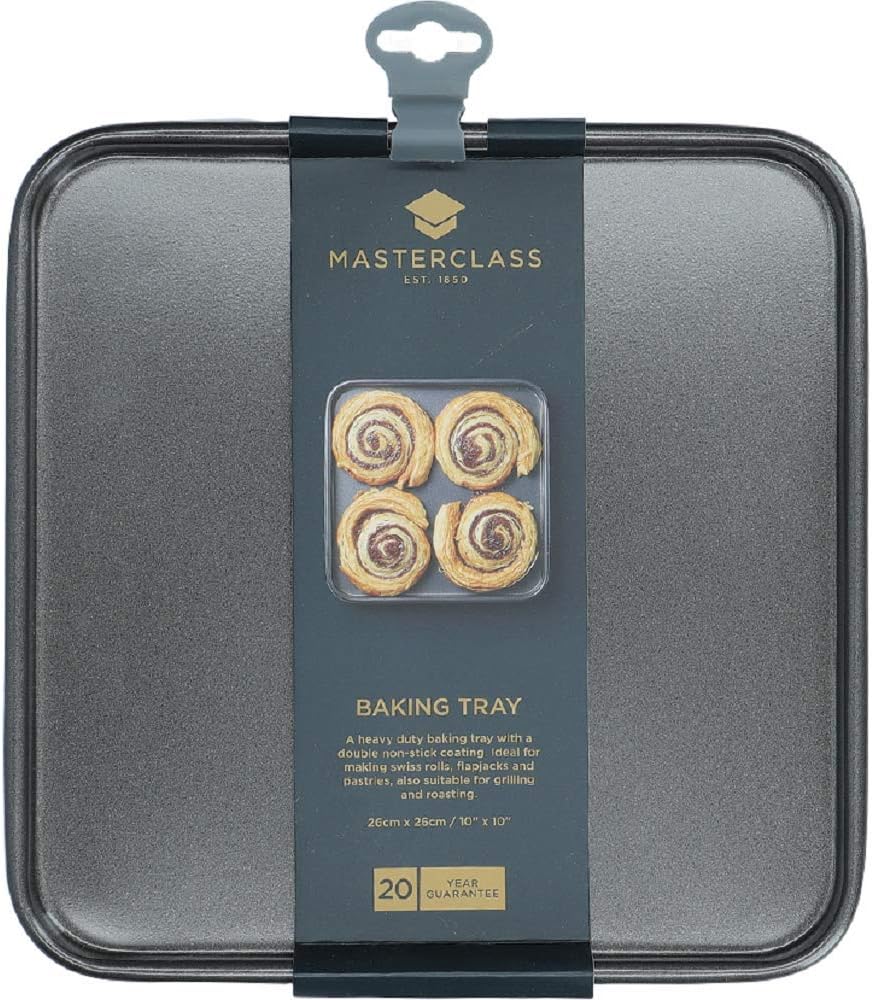 Master Class 26cm/10 Non-Stick Square Baking Tray Sheet Pan | Ideal for Making Swiss Rolls Flapjacks Pastries Grilling or Roasting