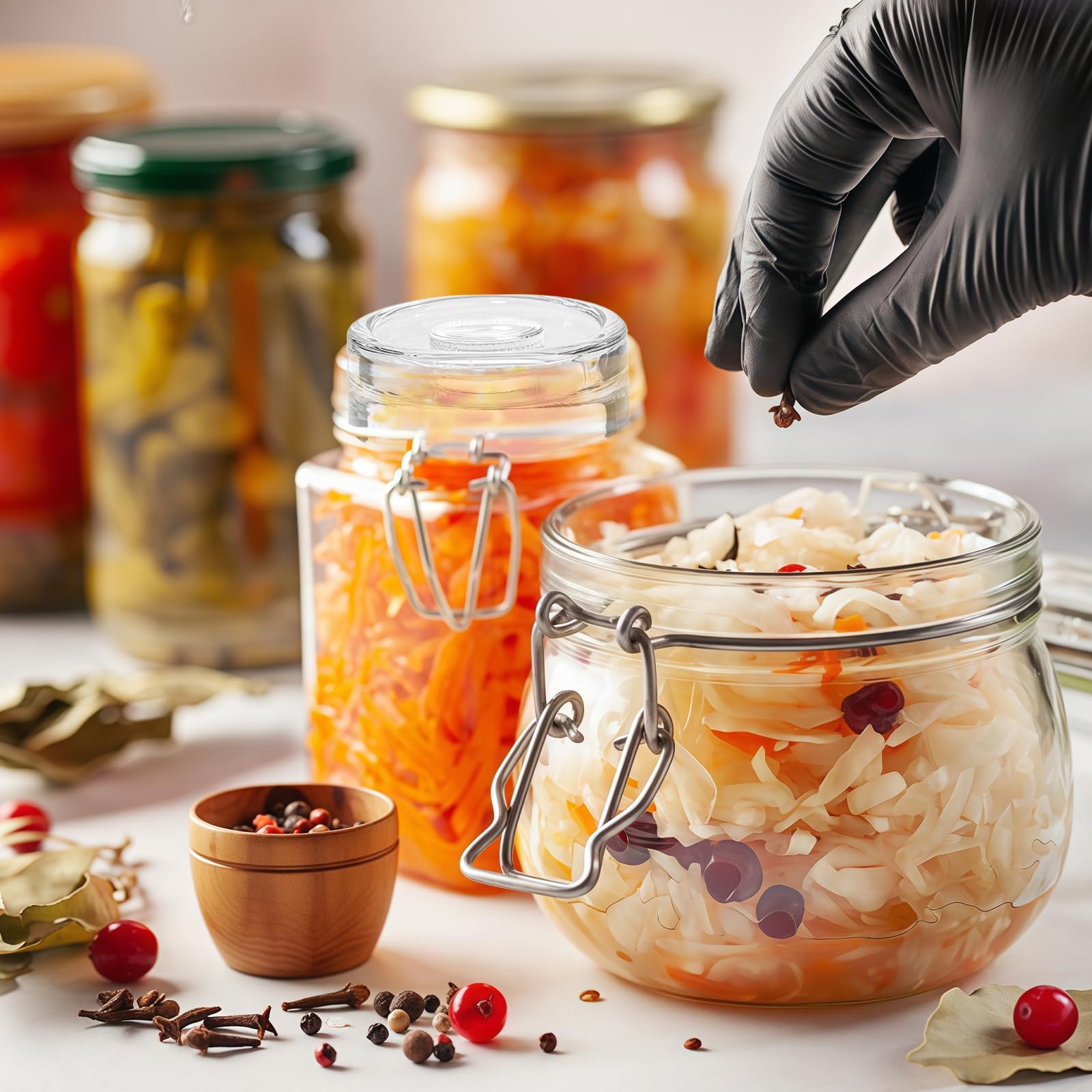 Pesos de vidrio para fermentar tarro fermentación pesado con mango piedra chucrut kimchi