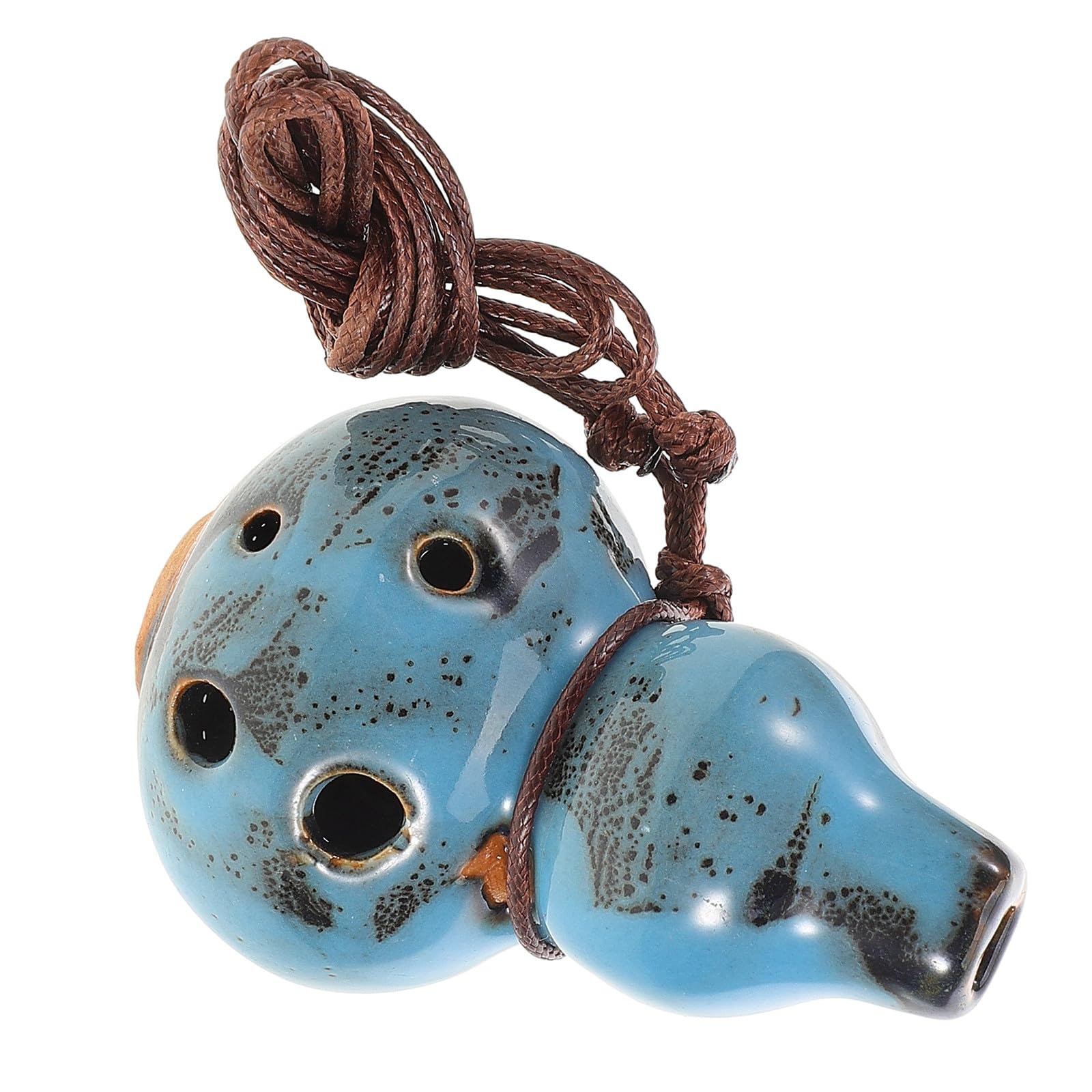 Hemobllo 6-hole Alto C Ceramic Ocarina Blue Glaze Pendant Flute for Beginners with Sheet Music, Mindfulness and Meditation Musical Instrument