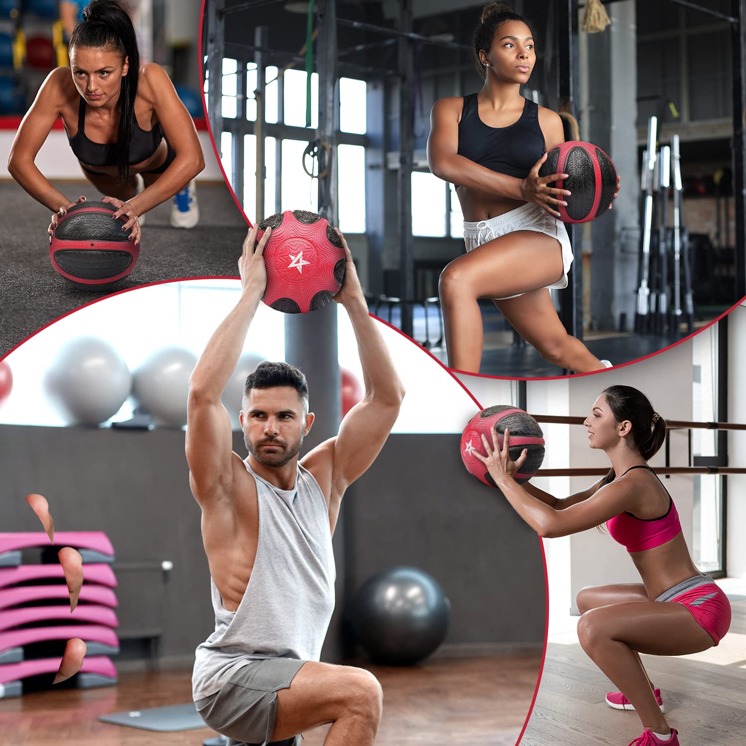 Yes4All Fuel Medicine-Ball con Mango Texturizado y Peso codificado por Colores para un Control y Comodidad de Entrenamiento Completo del Cuerpo de Goma para una Larga Vida útil