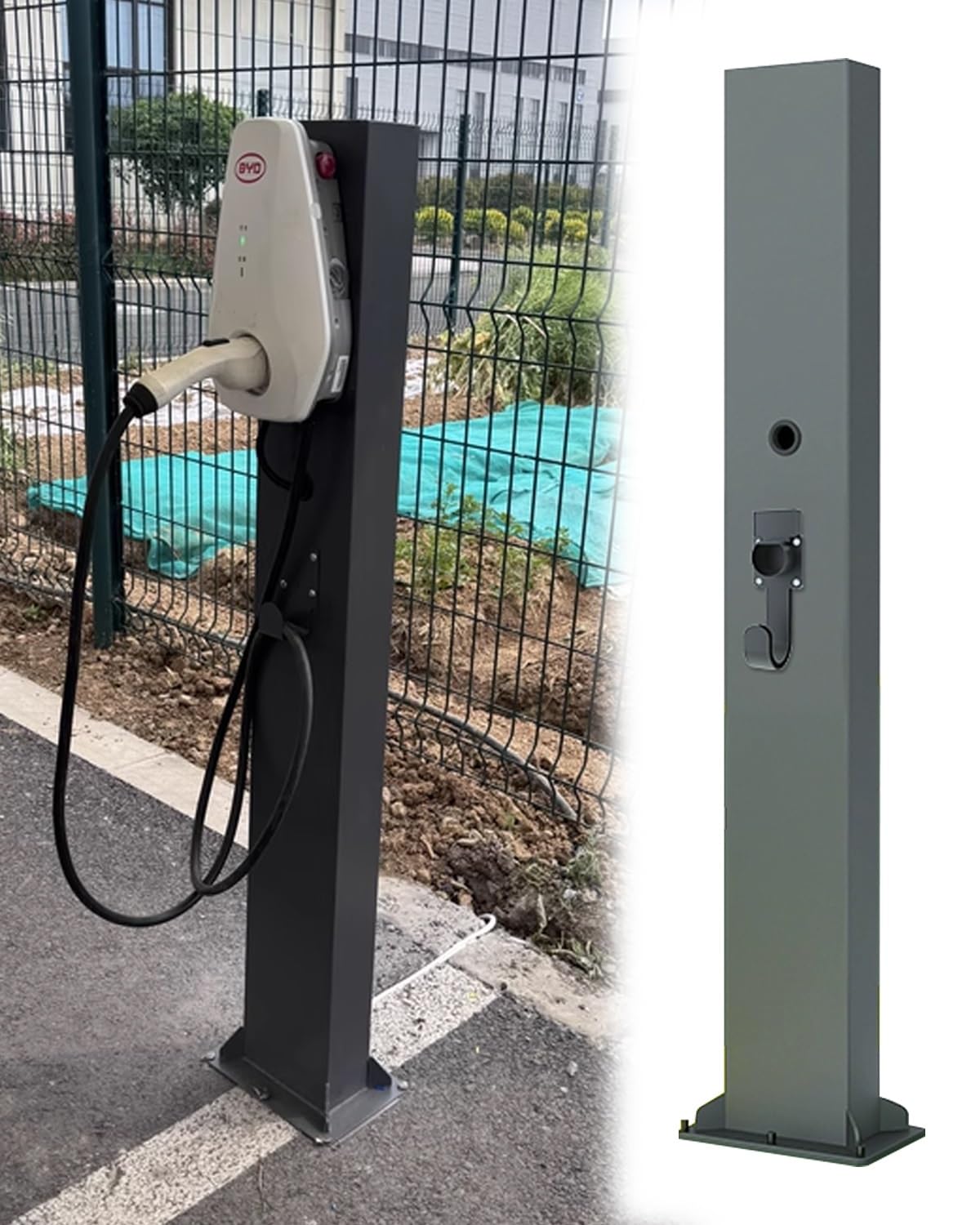 Borne de Recharge Extérieure Wallbox Étanche avec Support de Câble pour Véhicule Électrique