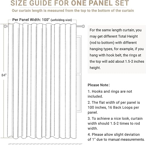 Miniatura 7 de 100% Blackout Shield - Cortina opaca de lino con presilla trasera o bolsillo para cortinero y aislamiento térmico, 1 panel de 100 pulgadas de ancho