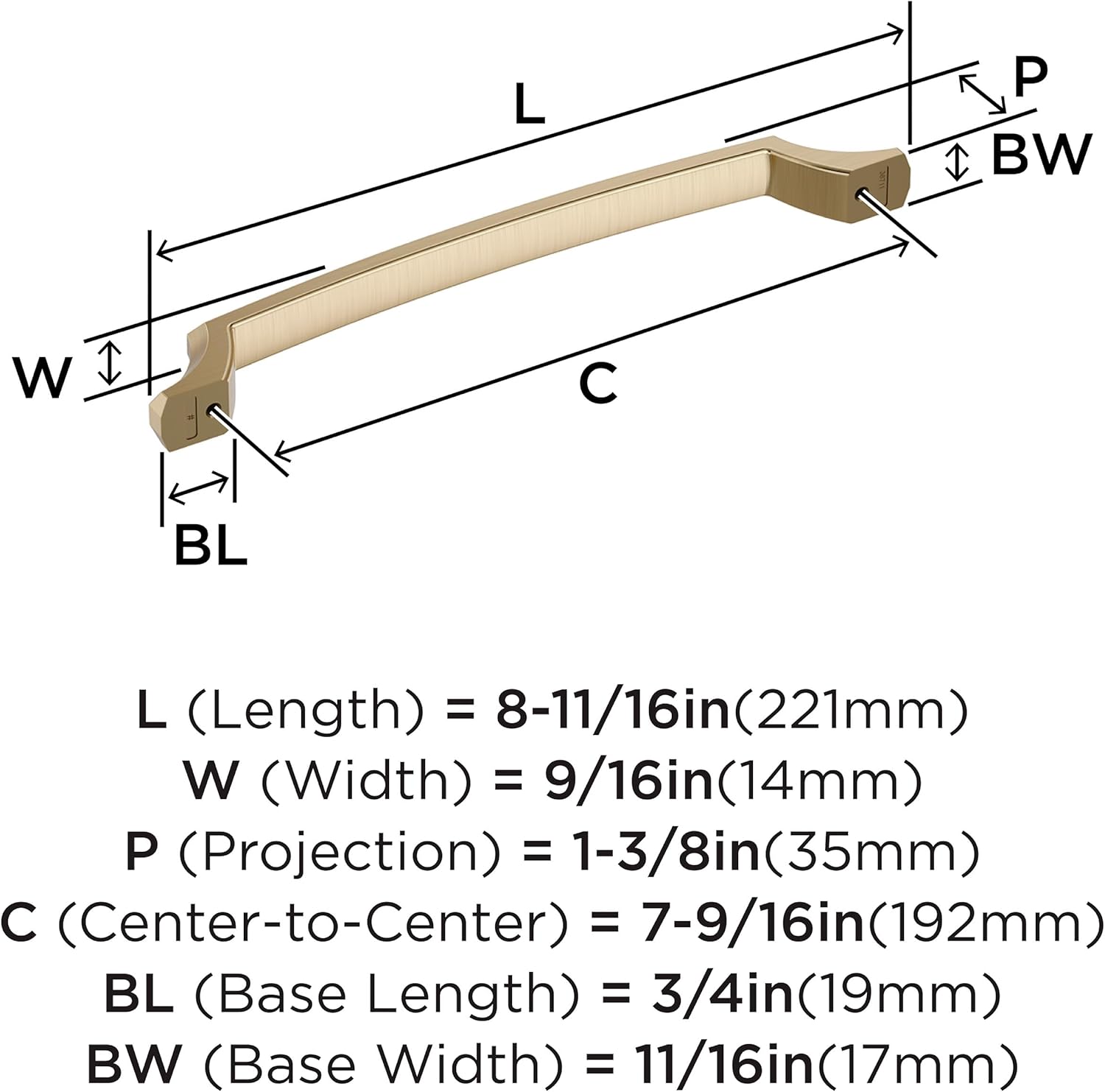 Amerock Bellamy 7-9/16 inch (192mm) Center-to-Center Golden Champagne Cabinet Pull, BP36711BBZ