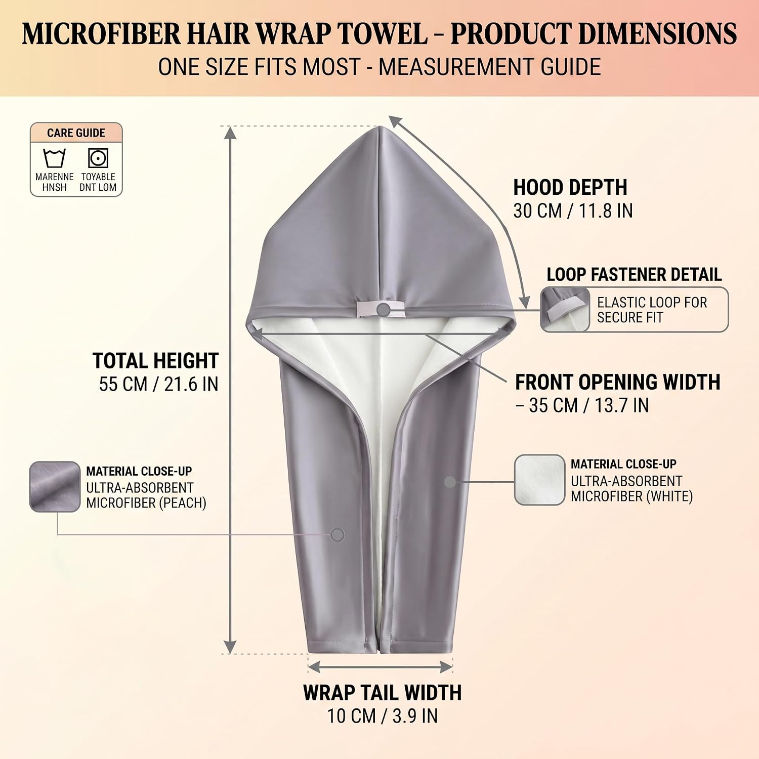 Microfiber Hair Towel Wrap for Women, Thickened Quick Dry Hair Turban with Satin Elastic Band, Hair Drying Towel for Long Hair (Purple)