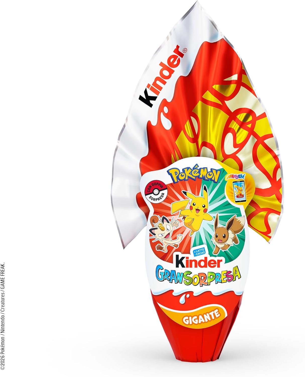 Kinder GranSorpresa Gigante Pokemon  Uovo di Pasqua Kinder 2026 di Finissimo Cioccolato al Latte con Doppia Sorpresa Pokemon  320 g