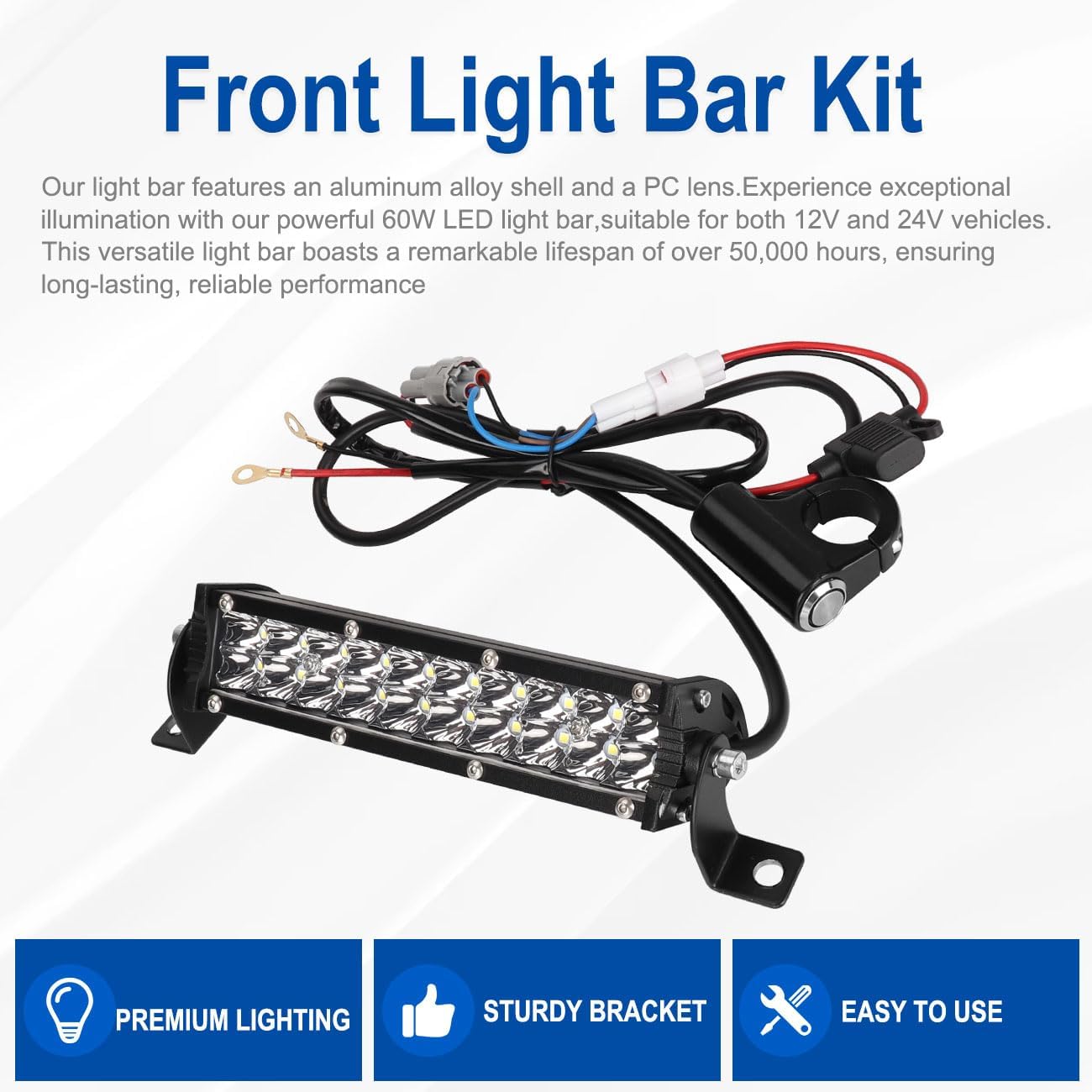Headlight Bar Dirt Bike LED Lightbar Motorcycle Light Kit 60W for 7/8" Handlebars for Taotao Apollo Honda Yamaha Kawasaki Suzuki KLX110 YFZ450 CRF110 YZ250F CRF250F TTR110 XR150L ATV 4Wheel