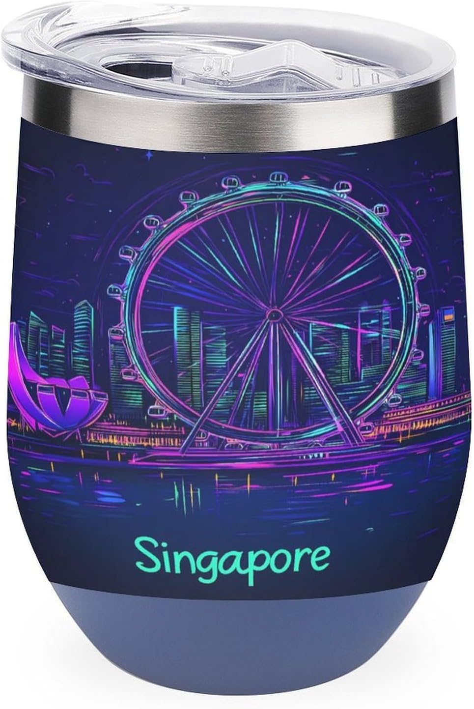 Singapore City Insulated Tumblers Stainless Steel Coffee Mug Wine Tea Cup for Travel Blue-style