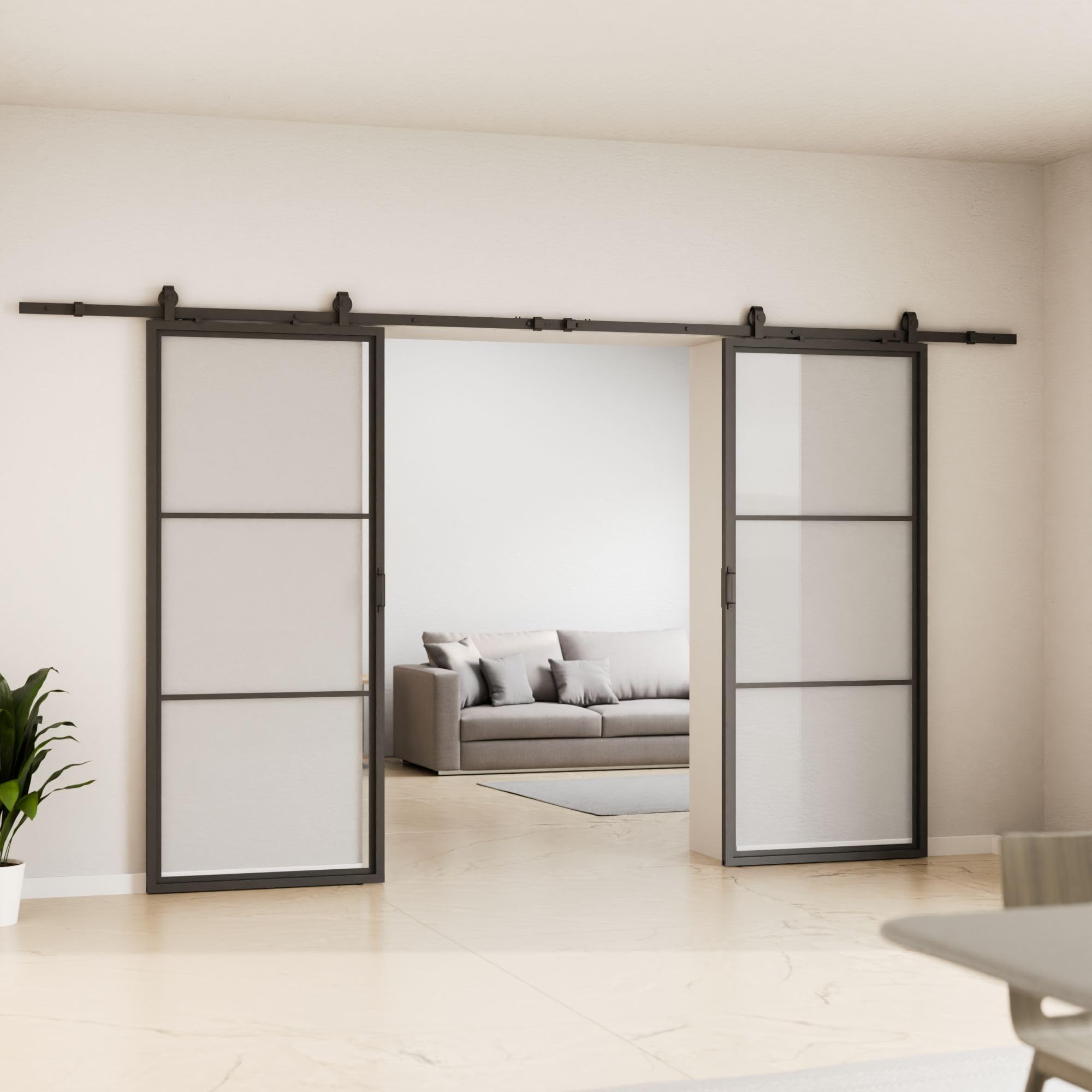 Schulte porte coulissante intérieure loft en verre, 205x220cm noir