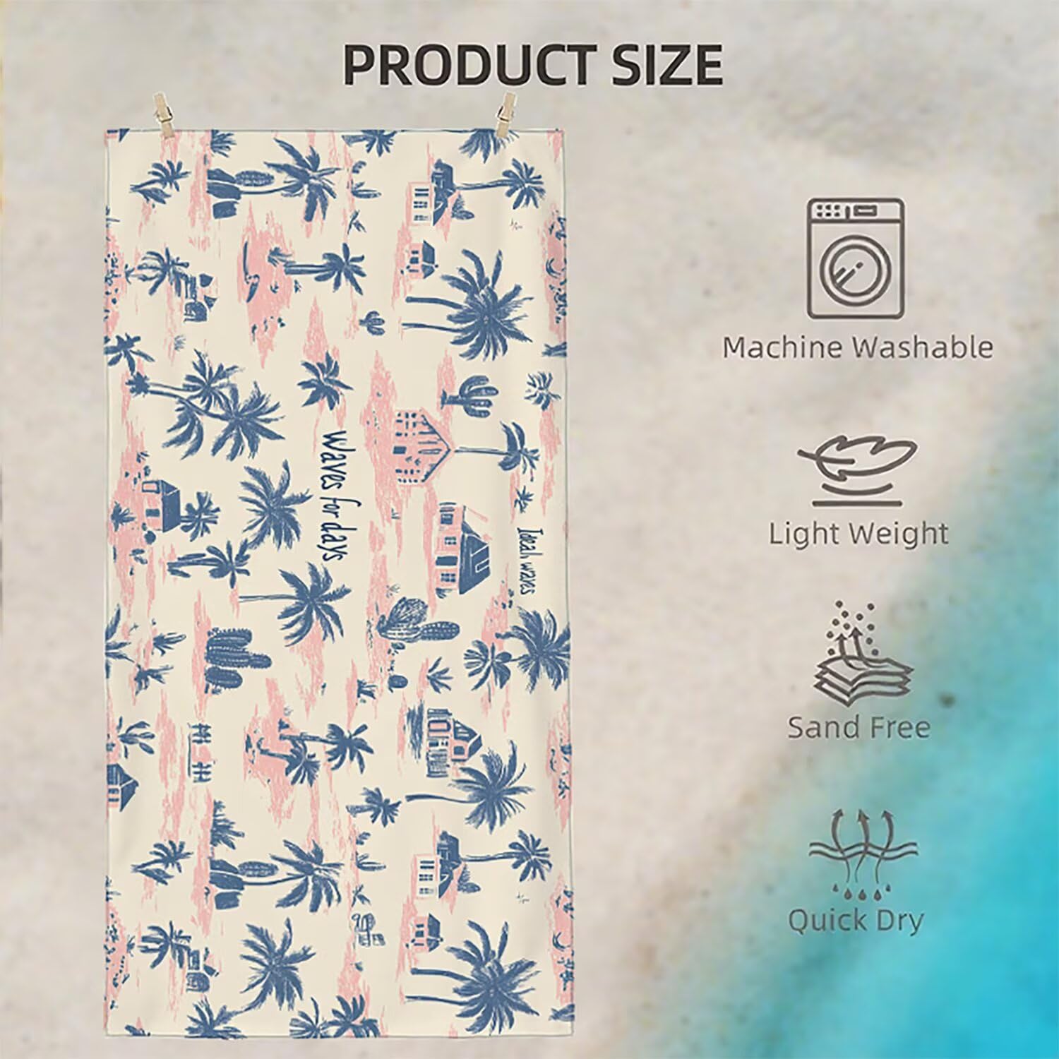 Telo Mare Microfibra Grande 150x200 Retro Alberi Antisabbia Asciugatura Rapida Telo Mare, Leggero Asciugamano Sportivo, Donna Uomo Portatile Coperta da Spiaggia, Perfetto per Viaggi, Campeggio a-317