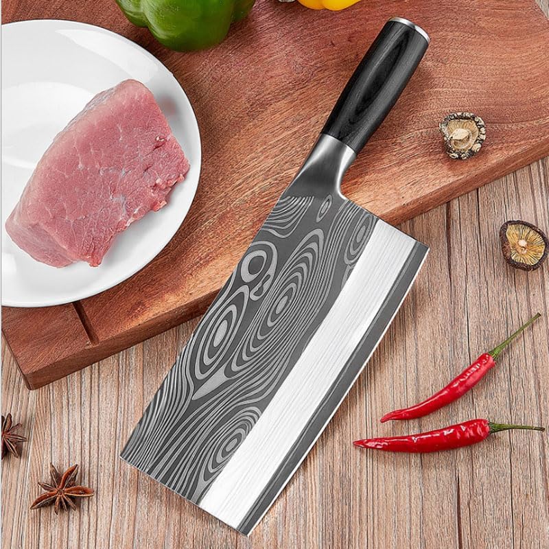Meat Cleaver,Cleaver Knife 8 Inch Chinese Kitchen Knife Professional 4Cr13mov Stainless Steel Kitchen Knife Chopper Slicer Cooking Cleaver Tool, LAMAJIGA5844