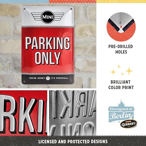 Miniatura 3 de Nostalgic-Art Cartel de lata retro – Mini – Parking Only Red – Idea de regalo para los fanáticos de Cooper, placa de metal, 7.9 x 11.8 in