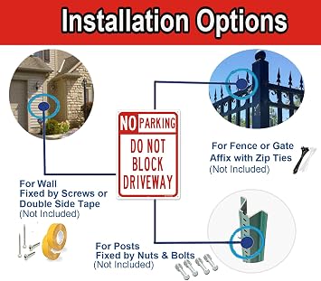 No Parking Sign, Do Not Block Driveway Signs, (2 Pack) 10 x 14 Inches Rust Free Aluminum, UV Protected Durable In Easy to Mount