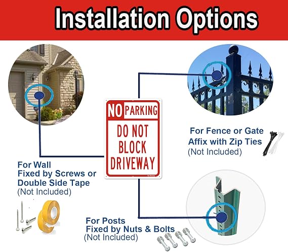 No Parking Sign, Do Not Block Driveway Signs, (2 Pack) 10 x 14 Inches Rust Free Aluminum, UV Protected Durable In Easy to Mount